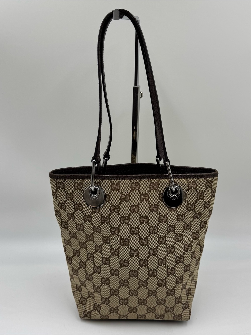 Gucci Beige & Brown GG Canvas Shoulder Tote